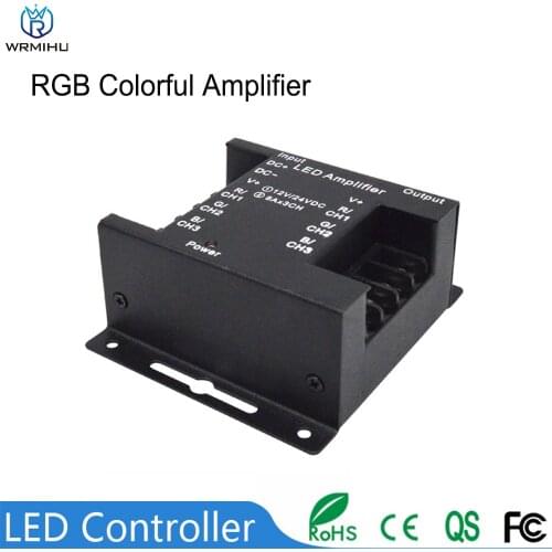 Iron Shell LED RGB Amplifier DC12-24V 8Ax3CH Output For RGB Colorful Light Strip Power Repeater Console Controller