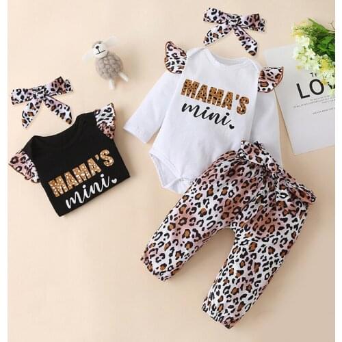 Spring and Autumn models of men and women baby childrens baby romper net red romper leopard print cute two-piece suit 2021
