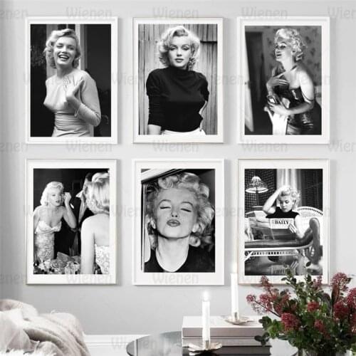Black White Vintage Poster Movie Star Marilyn Monroe Wall Pictures Home Decor for Living Room Bedroom Wall Art Canvas Painting