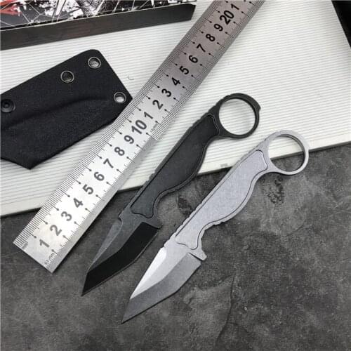 Top Quality Straight Knife 440C Stone Wash Blade Stainlss Steel Handle Fixed Blade Knives With Kydex EDC Tools