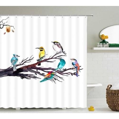 Flower Birds Bath Screens Bathroom 3D Print Shower Curtain Waterproof Polyester Cloth Home Decor 180*200cm Shower Curtain