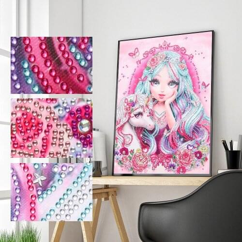 Diamond Embroidery Crystal Mosaic Beauty Girl Special Shaped Diamond Painting Horse Animal Series Picture Kid Diamond Art Gift