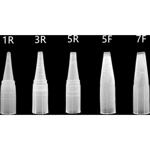 100Pcs Tattoo Needle Caps Plastic Disposable Tips for Permanent Makeup Eyebrow Lips Machines 0.5*0.7*2.5cm