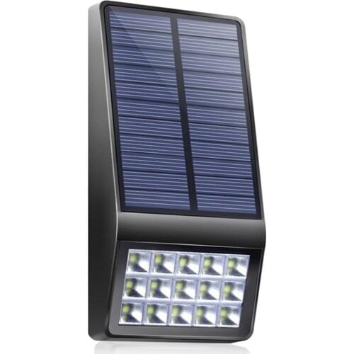 15LED Solar Powered Wall Light Outdoor Adjustable Brightness Waterproof Energy Saving For Street Path House Garden Security Lamp