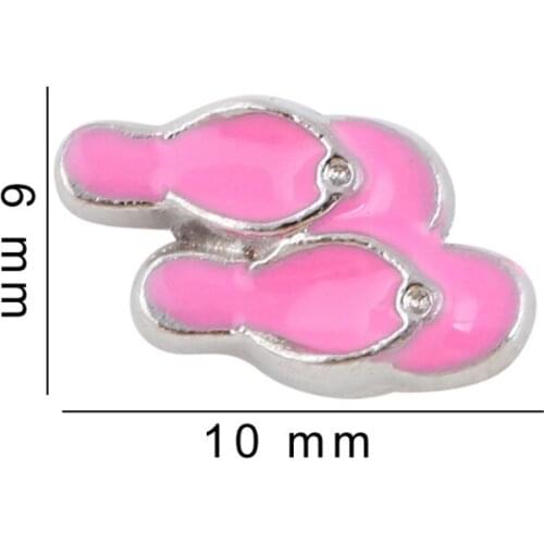 20Pcs/Lot Pink Slipper Floating Charms Hand-made DIY for Glass Lockets