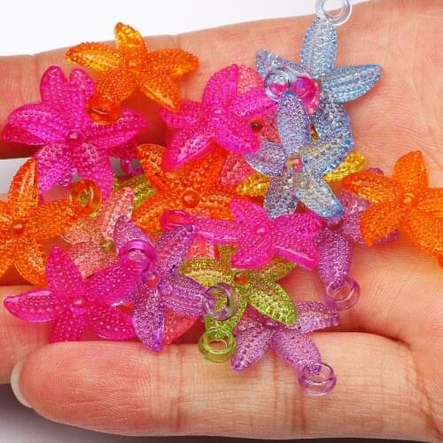 23x19mm Starfish Mixed Color Acrylic Beads 30pcs Loose Transparent Beads For DIY Jewelry Making Charm Necklace Accessories