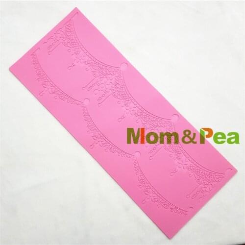 Mom&Pea GX180 Free Shipping Swag Lace Mold Cake Decoration Fondant Cake 3D Mold Food Grade Silicone Mould