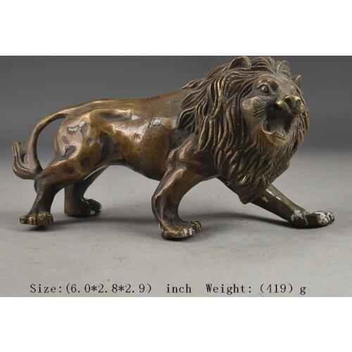 Decoration brass factory Pure Brass Antique Elaborate Chinese Collectible Copper Lion Statue