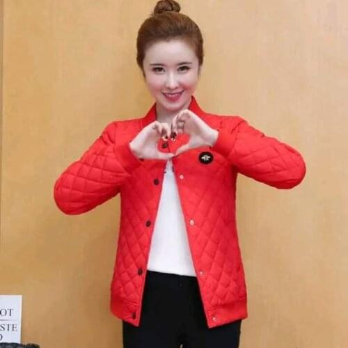 Womens bee winter cotton quilted jacket coat female jacket short thin joker