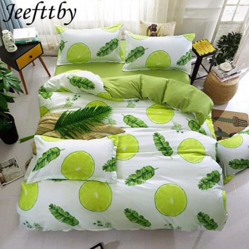 Home Textiles Green Lemon Tea Winter Bedding Sets Full King Twin Queen King Size 4Pcs Bed Sheet Duvet Cover Pillowcase Set