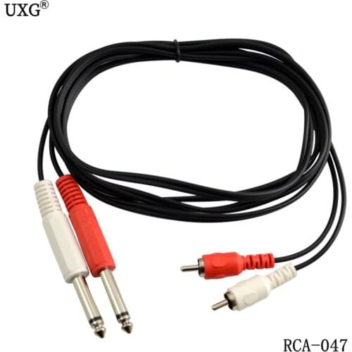 Double 6.5/6.3 turn double lotus double 6.35 turn 2 rca cable lines to the audio signal amplifier Signal lines cable 1.8M 20cm