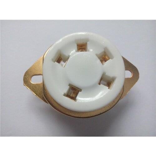 Ceramic tube socket GZC5-2 GZC5-2-G Seat tube holder golden plated for FU-7 807 FD422 WE272A