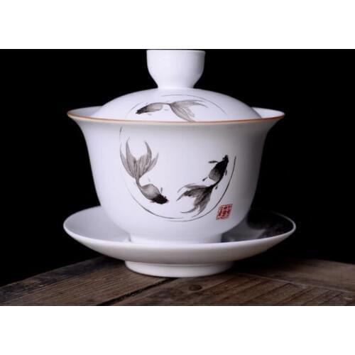 Creative Three Talents Gaiwan Ceramics Tea Set Gaiwan Teaware Sets Kung Fu Tea Ceremony High White Porcelain High Quality Crafts