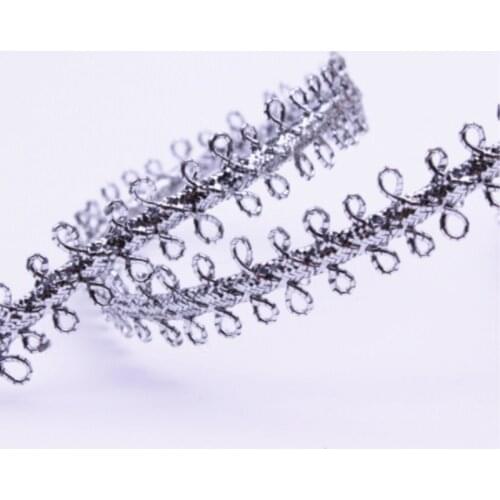 1M Latest Applique High Quality Lace Fabric 0.8CM Silver Lace Ribbon Trim Guipure Laces Sewing Clothing Trimmings dentelle P007
