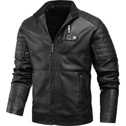 Winter Mens Leather Jackets Fashion Leather Coats Men Windbreaker Fleece Outerwear PU Leather Jackets Male Brand Clothing Nice