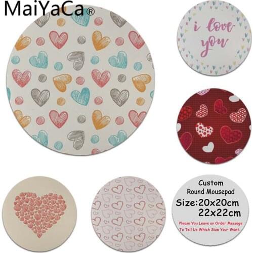 MaiYaCa In Stocked I Love you Pink Hearts Unique Desktop Pad Game Mousepad Customized Your Own Style Round Mouse pads
