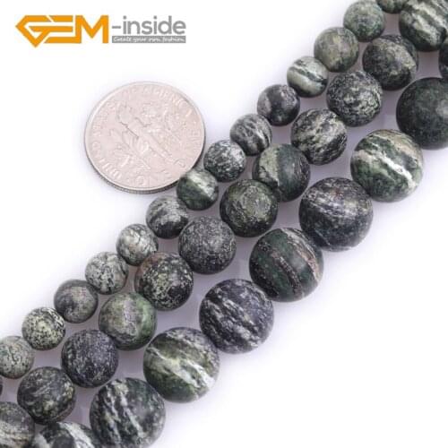 Natural Stone Frosted Matte Green Zebra Jaspers Round Spacer Beads 4mm 6mm 8mm 10mm Loose Bead For Jewelry Making Strand 15 inch
