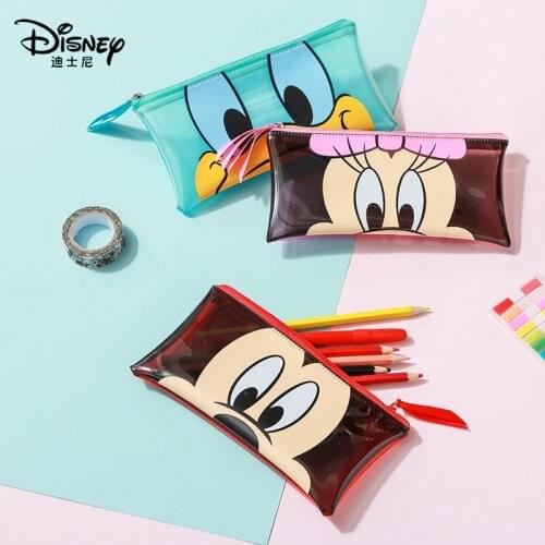 Disney cartoon fashion transparent pvc student pencil case pencil case boy girl cosmetic bag Minnie Mickey coin bag