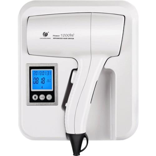 Hotel and hotel wall-mounted hair dryer household bathroom dry skin hair dryer with LCD display free punch 1200W