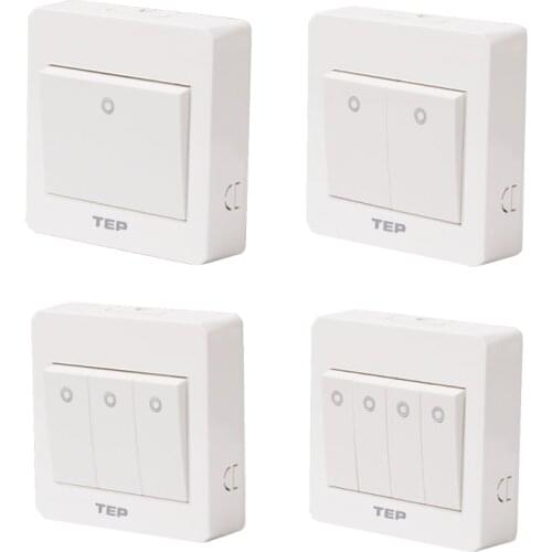 86 Type Wall Light Switch, 1 2 3 4 Gang 1 2 Way 10A 220V Flame Retardant PC Panel External Installation Wall Rocker Switch