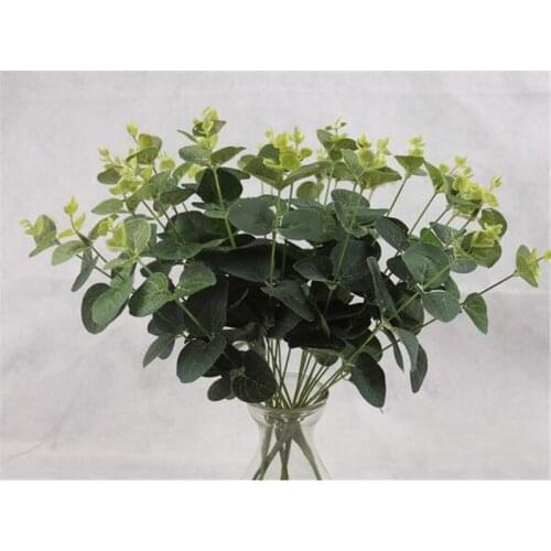 New 100pcs Green Artificial Leaves Large Eucalyptus Leaf Plants Wall Material Decorative Fake Plants For Home Shop Garden Party