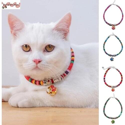Bohemian Style Pet Collars Suitable For Cats Adjustable Funny Cute Ethnic Pet Collar With Bell Pet Supplies Dropshipping