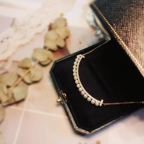 Natural Pearl Choker Tassel Necklace For Women Vintage 14K Gold Filled Chain Smile Necklace Sweater Chain Palace Wind Jewelry