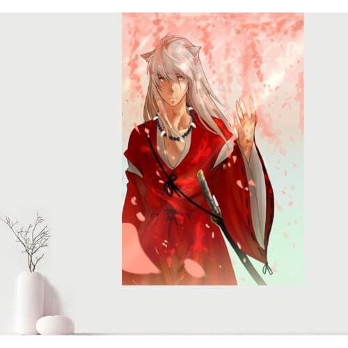 Custom Canvas Wall Decor Inuyasha Canvas Poster Cloth Wall Fabric Posters And prints Home Decor Painting