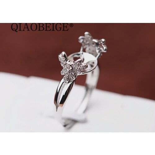 QIAOBEIGE Diy 925 Pearl Jewelry Natural Pearl Rings For Love Freshwater 925 Sterling Silver Ring Ruby Silver Ring Gift For Women