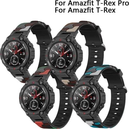 Silicone Bracelet Wrist Band For Huami Amazfit T-REX/T-Rex Pro Camouflage Replacement Strap For Xiaomi Huami Amazfit T-Rex