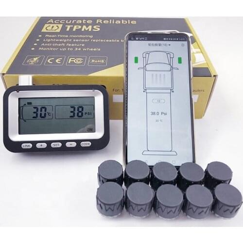 BLE 5.0 2.4GHz IOS Android 10 sensors / full time warning driver truck tire pressure monitoring system