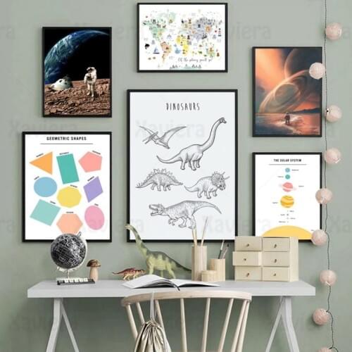 Modern Wall Art Canvas Painting Universe Astronaut World Map Animal Graphics Abstract Posters and Prints Home Decor Nursery Mura