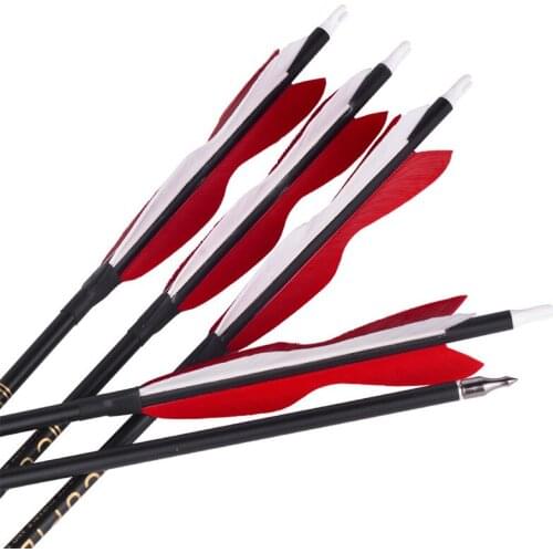31.5 inches Spine 500-600 Mixed Carbon Arrow Diameter 7.6mm for Recurve/Compound Bow Archery Hunting