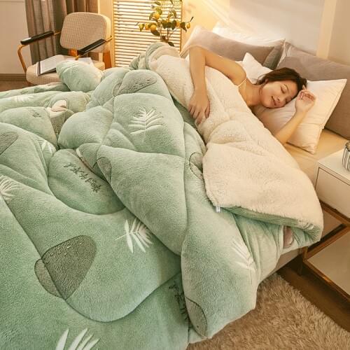 Super warm sheep quilt winter blanket double-sided velvet thickened warm autumn and winter plush quilt core bedding