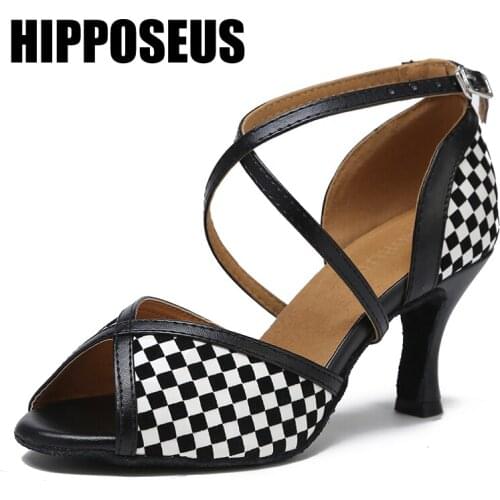 Hipposeus New Girls Dance-Shoes Women Latin Salsa Ballroom Tango Modern Dance Shoes Female Soft Party Dancing Shoes Professional