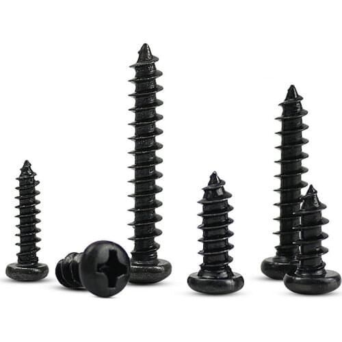 M2 M2.2 M2.3 M2.5 M2.8 M3 Black Steel Phillips Pan Head Self Tapping Screws Sheet Metal Screw