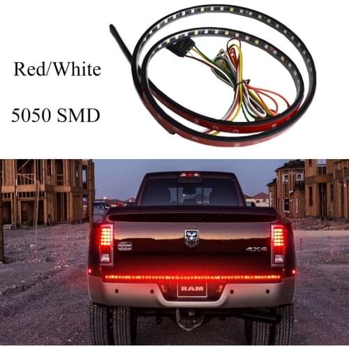Waterproof LED Flexible Strip 60 Inch Red White LED Tailgate Tail Lights Back Up Light Bar Strip For Trucks SUV Trailer