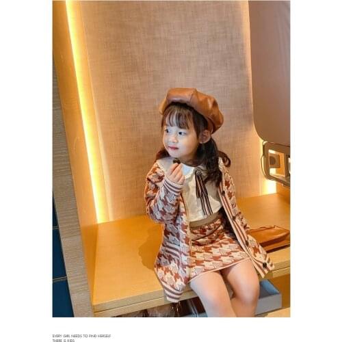 2021 Korea style girls printed knitted skirt autumn cotton fashion girls skirts kids clothes 1-7 years
