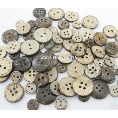 WBNAEE Nature coconut buttons for garment 150pcs multisizes round buttons sewing supply