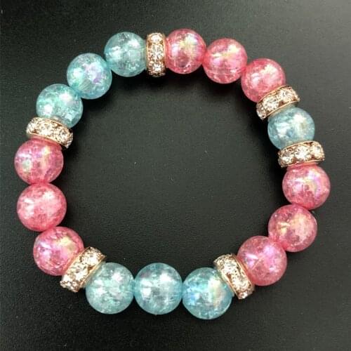 Jewelry accessories Wholesale crystal Pink blue ball Bracelet Elastic Cord Beads For Women Sweet Handwork Bracelets & Bangles