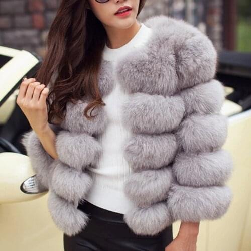 Women Faux Fur Coat Autumn Winter Jacket New Fashion Casual Warm Lady Plus Size Imitation Fox Fur Overcoat Female Long Sleeves