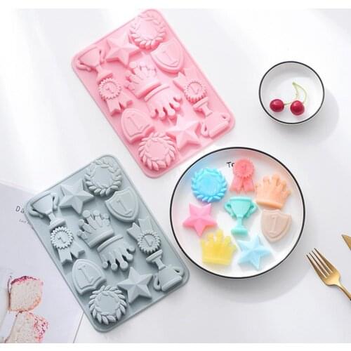 1Set 12 Cavity Cake Mold Wide Application Non-stick Silicone Cute Crown Shape Pastry Mold for Cake Making Creative Baking Tools