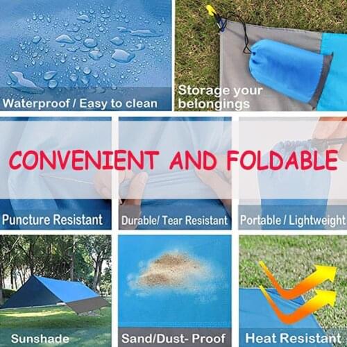 1Set Folding Outdoor Beach Mat Camping Mat Large Waterproof Floor With Picnic Blanket Tent Supplies Ground Spikes Outdoor M I0A4