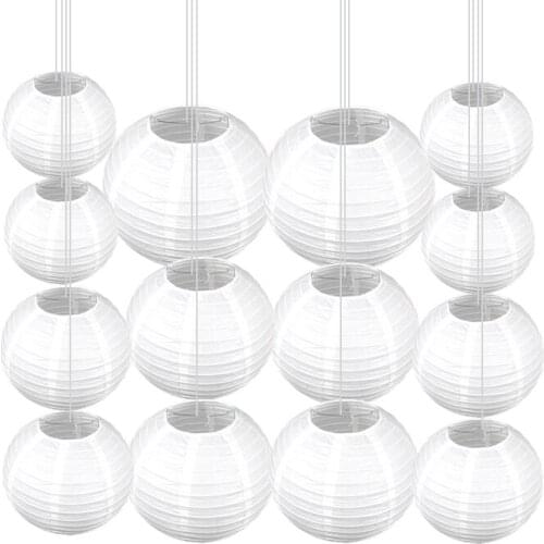 14pcs/Lot 6, 8, 10, 12 inch Mixed size White Chinese Paper Lampion Hanging Ball Wedding Decoration Paper Lanterns Party Decor