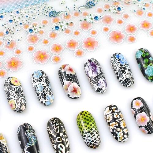 16pcs/Set Laser Nail Art Transfer Sticker Mix Designs Flower Shinning Holographic Starry Paper Nail Decorations Decals