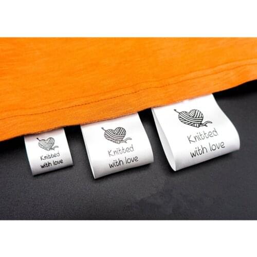 300pcs High Quality Satin Silky clothing Care labels washable Custom sewing Garment label Woven Edges Printed clothes wash tags