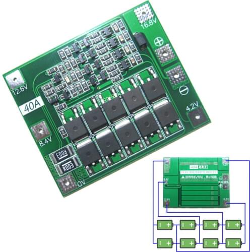 4S 40A Li-ion Lithium Battery 18650 Charger PCB BMS Protection Board For Drill Motor 14.8V 16.8V Lipo Cell Module