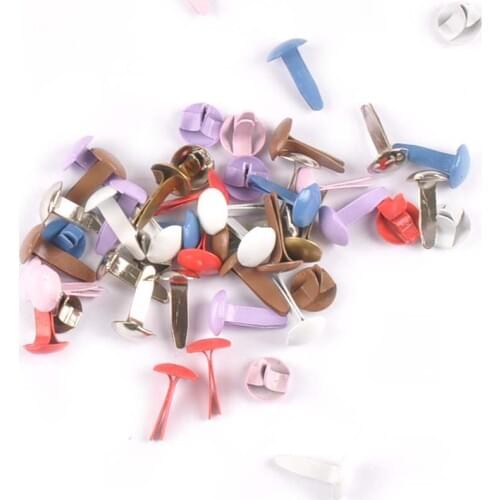 50Pcs Mix Pastel Fastener Round Brad For Scrapbook Embellishment Metal Craft Brads DIY Handmade Shoes Apparel Decor 9x15mm c2236