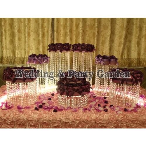 7pcs High Quality Wedding Cake Stand Crystal acrylic cake display shelf Event Party birthday Decoration Supplies D20~35,H45~15