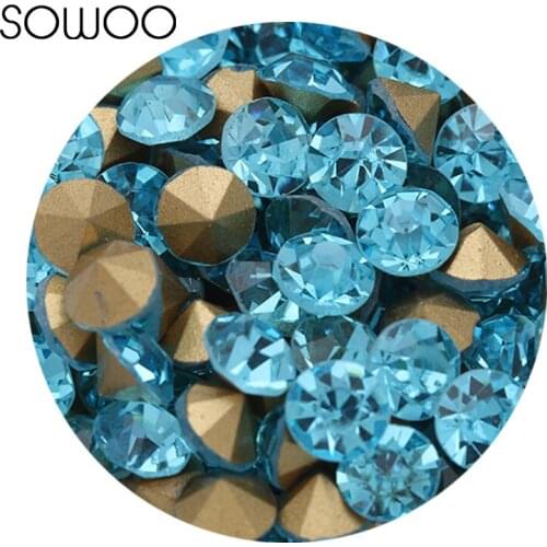 Aquamarine color rhinestone 1440pcs/lot 2-6mm sizes Round crystal Fancy stone Pointed back glass stone For Choice Jewelry Making